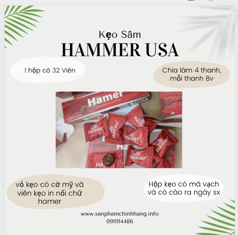 Kẹo Sâm Hammer Mỹ hộp 32v Phân biệt chính hãng